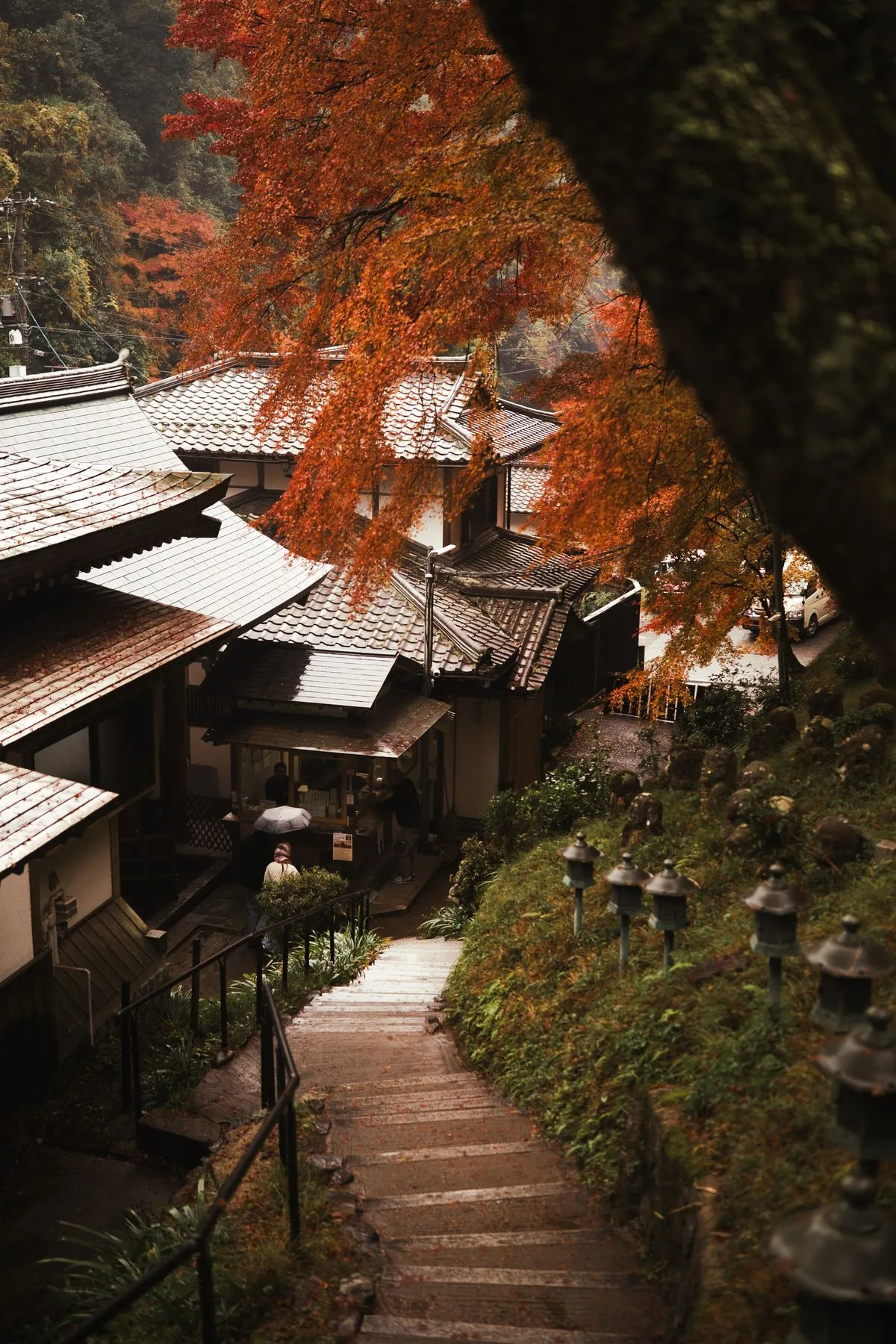 A preserved street in Kyoto's historic district in autumn