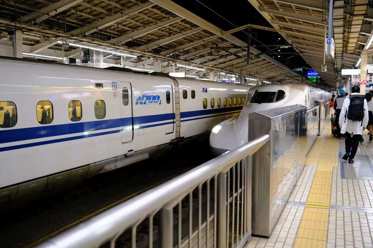 A shinkansen at a Tokyo station platform